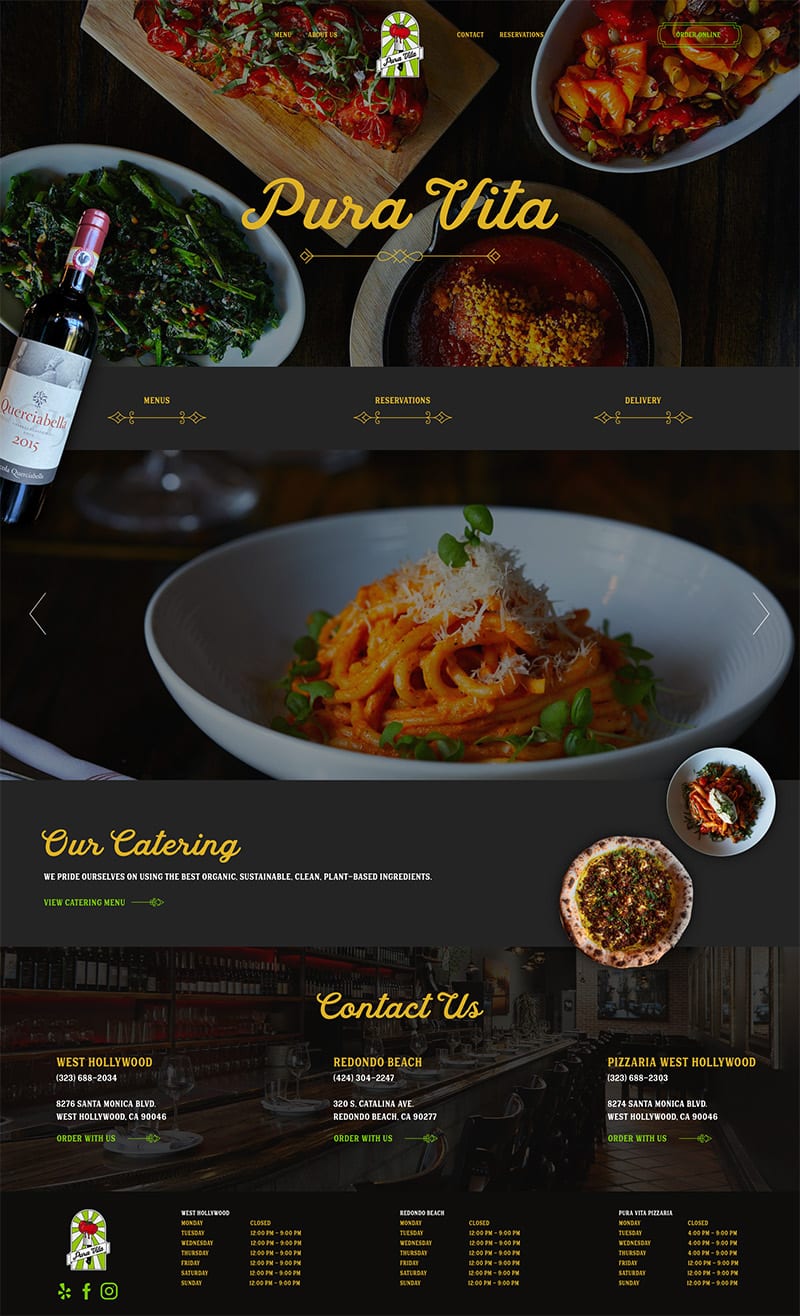 Redondo Beach Restaurant Web Design Pura Vita Redondo Beach Web Design